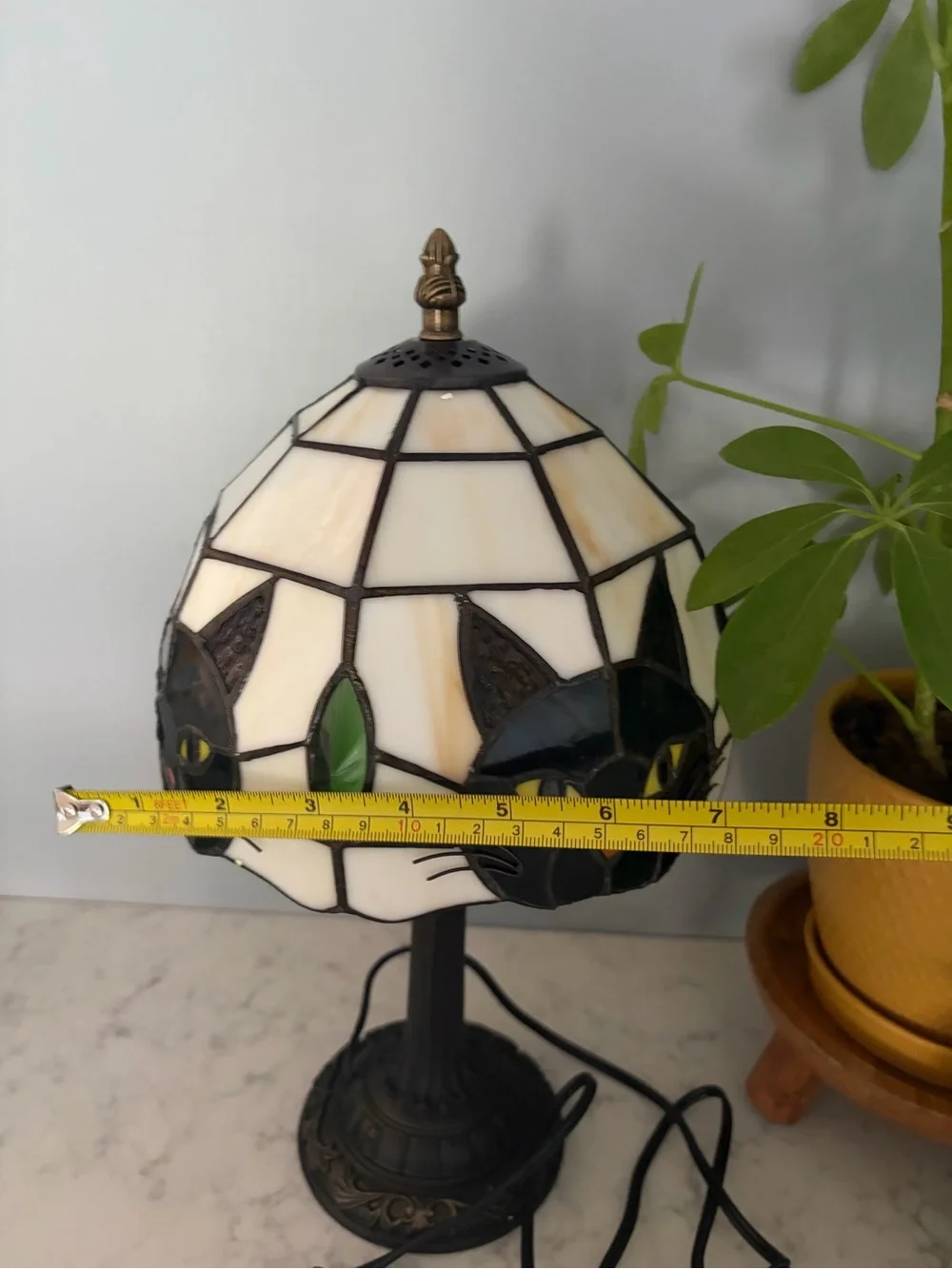 Tiffany Style Black Cat Stained Glass Table Lamp  Small Quirky Table Lamp NIB